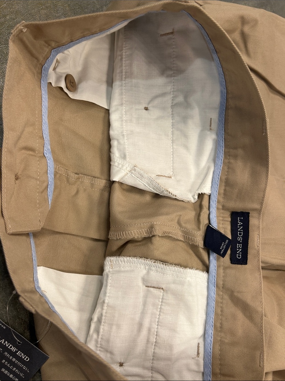 Land’s End Men's Traditional Fit Plain Front Chino Pants with pockets - khaki - Picture 5 of 5